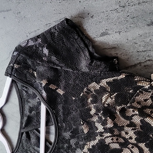 ALMOST FAMOUS Lace Overlaying Beige Spaghetti Strap Dress Blk L Juniors NWT - Picture 16 of 16